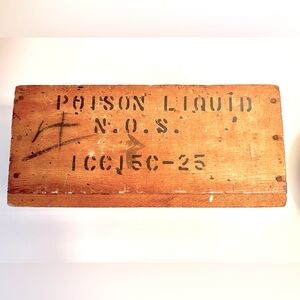Vintage Wooden Dow Poison Storage Box